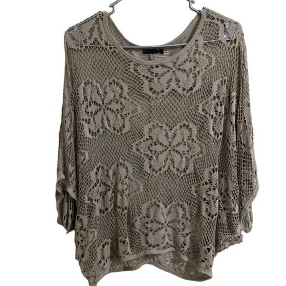 Nuna Lie Passion women blouse cover up sheered M gray casual vacation y2k floral